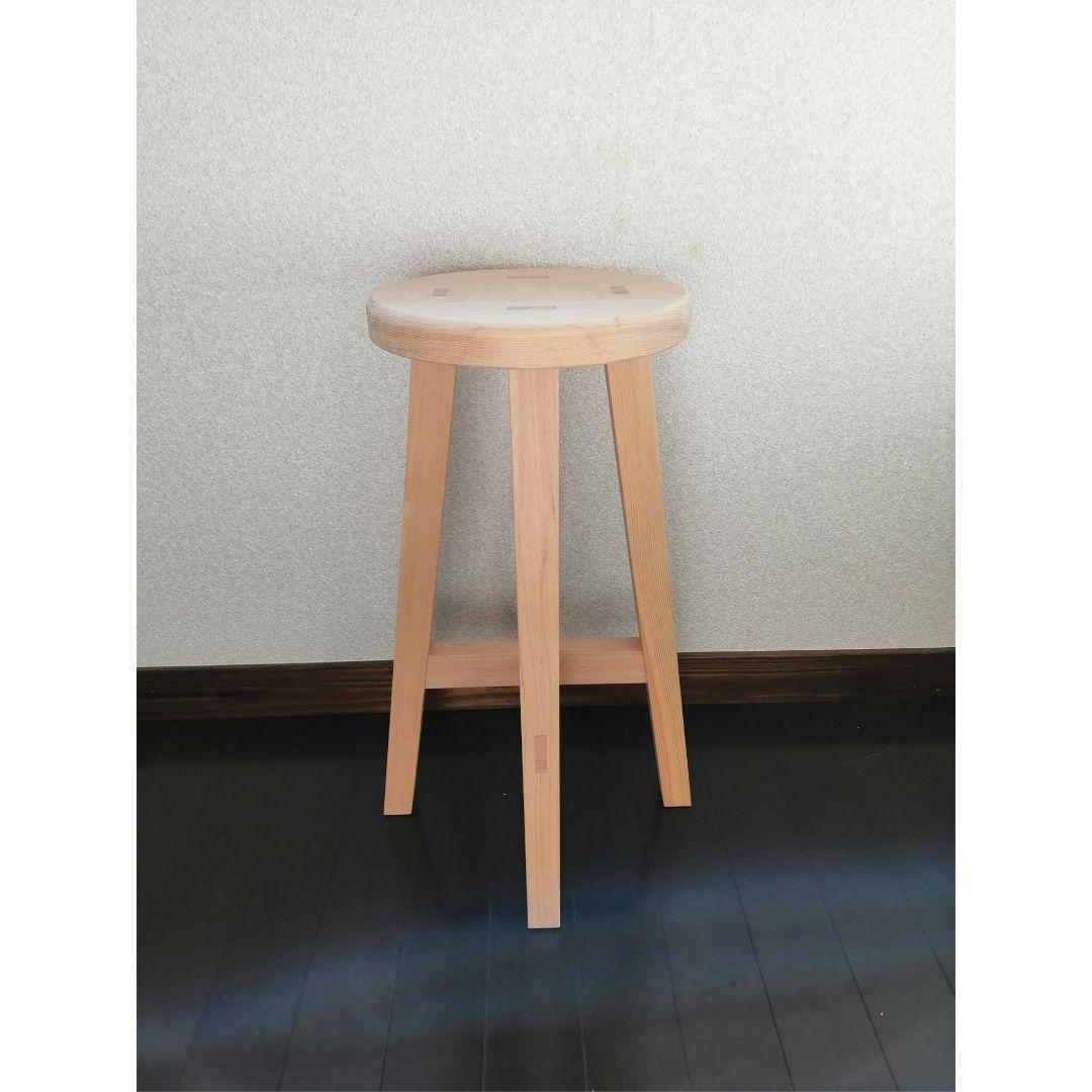 【ほぞ組】木製スツール　高さ47cm　丸椅子　stool
