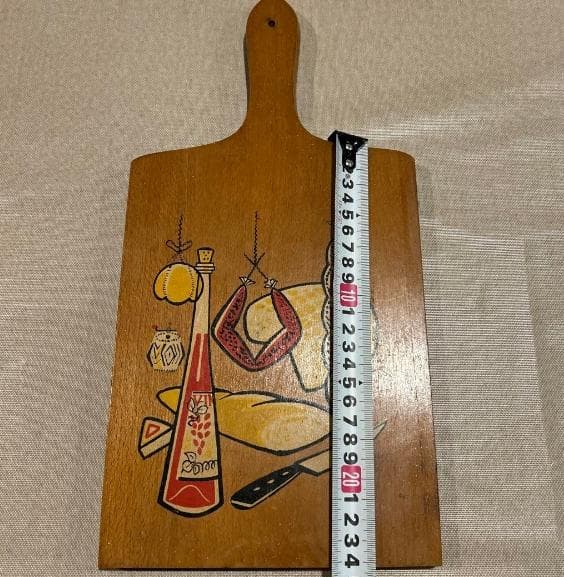 木製 羽子板 手描きイラスト 約23cmやや傷や汚れあり