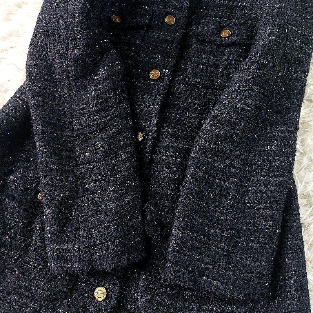 Deuxieme classe ツイード 金ボタン ウール ノーカラージャケット