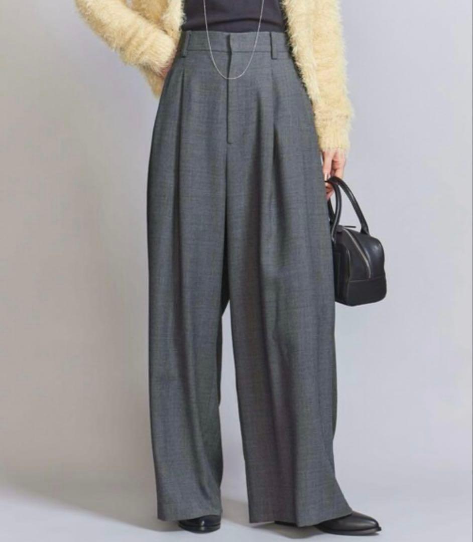 BEAUTY&YOUTH タックワイドパンツ