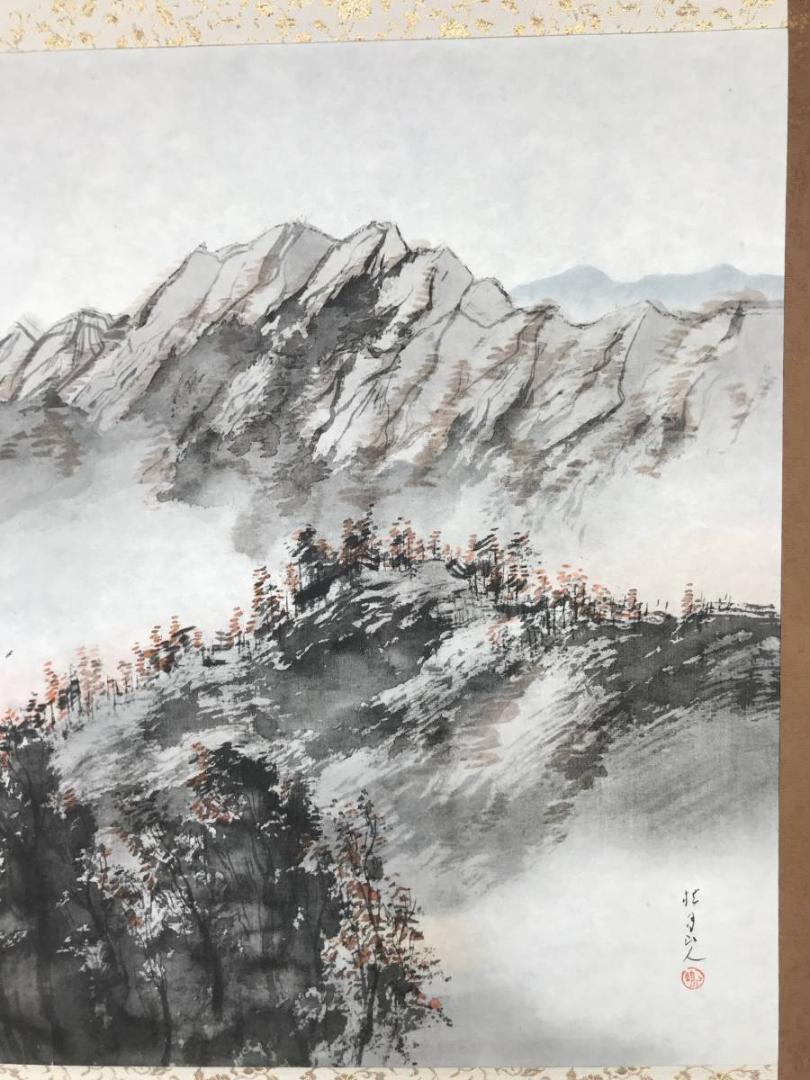 【複製】松林桂月/秋山晩趣図/山水図/工芸品/掛軸/名家伝来/AC-490