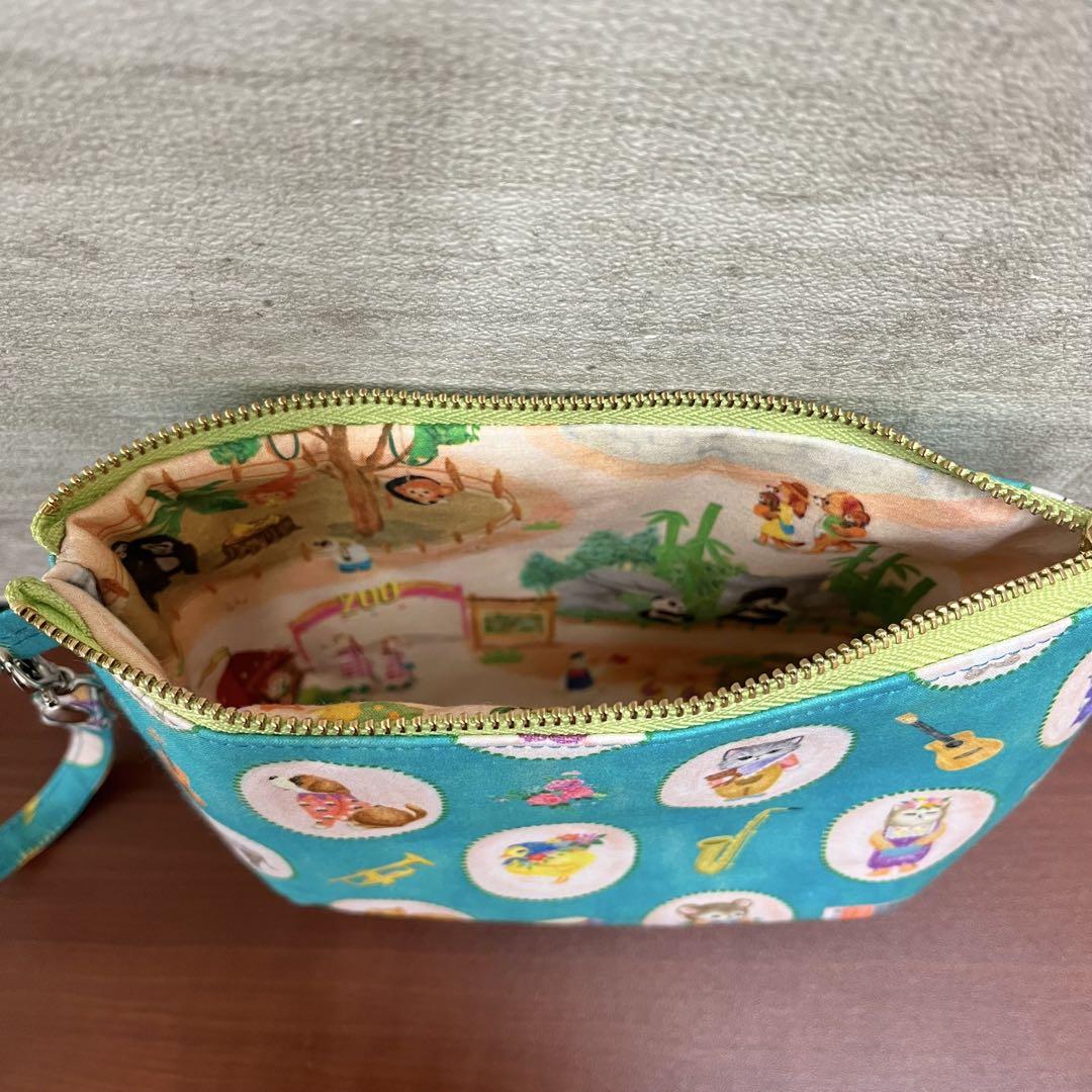 1692.ハンドメイド　18cmファスナーポーチ　yukiemon コラージュ 1692.ハンドメイド 18cmファスナーポーチ yukiemon コラージュ
