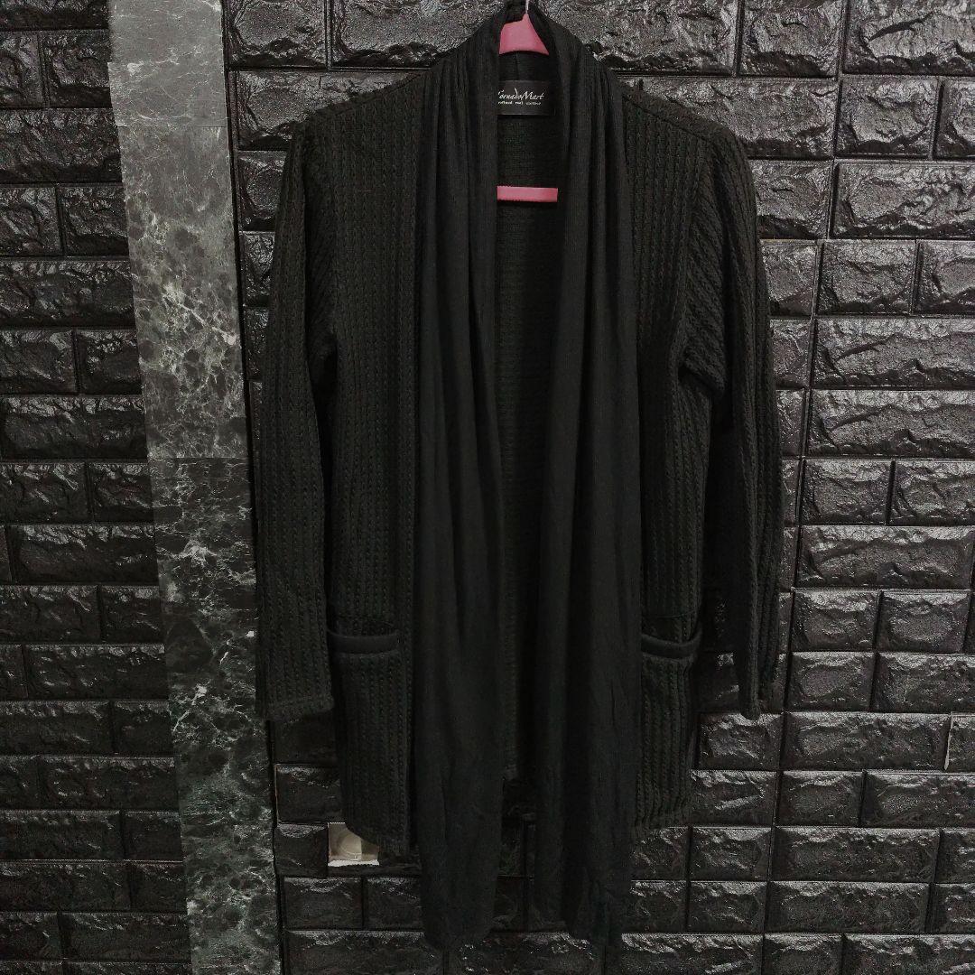トルネードマート 黒 ストールニットカーディガンM・TORNADO MART