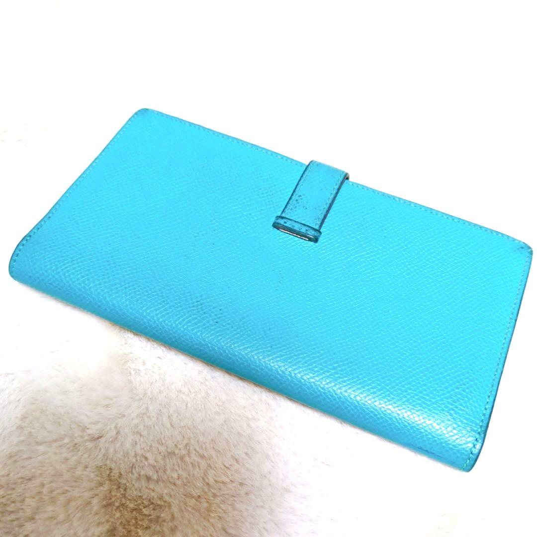 HERMES ベアンスフレ ブルーアズテック 二つ折り長財布