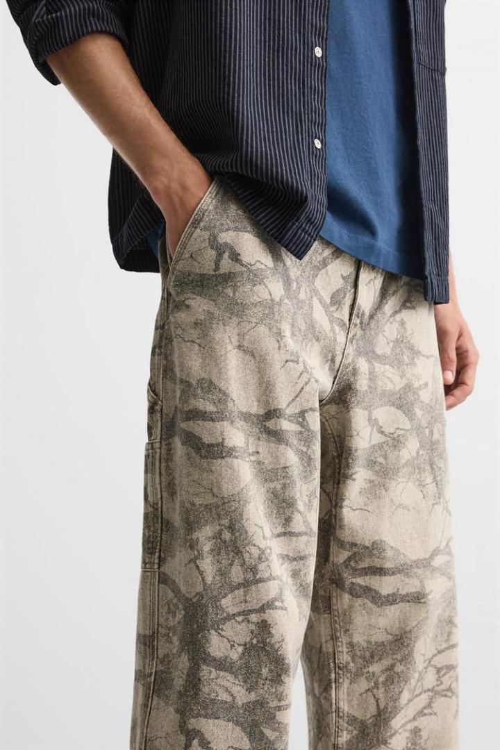 ZARA ザラ アブストラクトプリントカーペンターパンツ EU40JP31