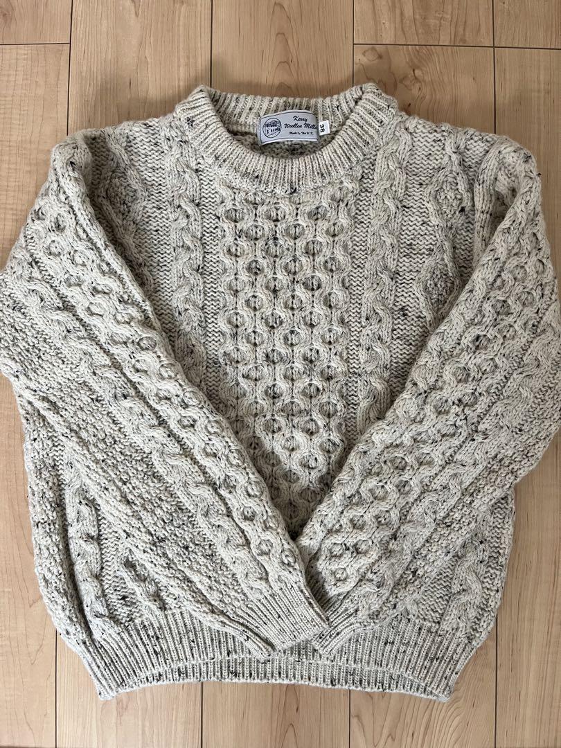 Kerry Woollen Mills アランケーブルクルーネックセーター