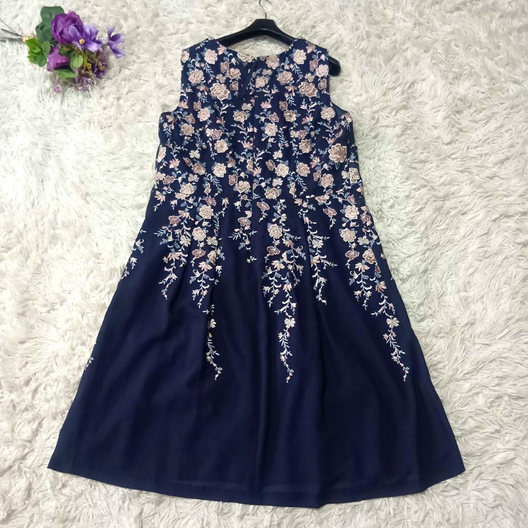 【未使用級♡希少42】ローズティアラジュエル　高級ライン　フラワー刺繍ワンピース