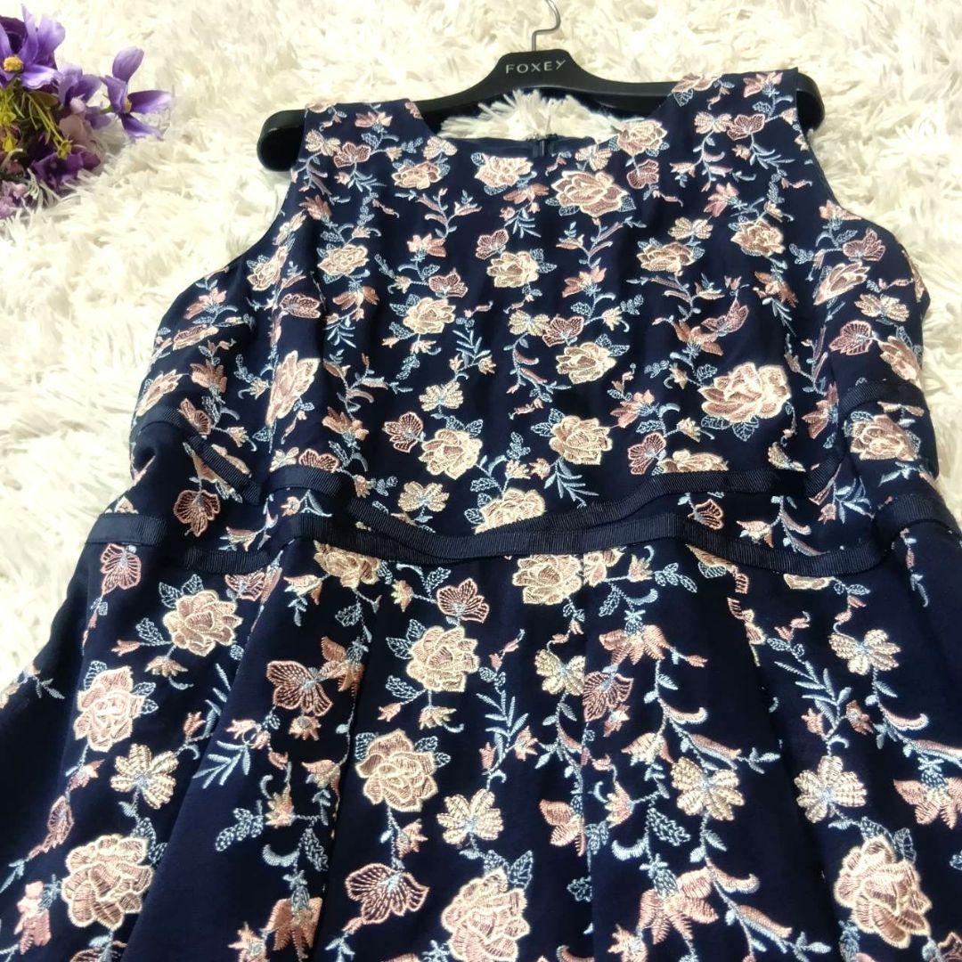 【未使用級♡希少42】ローズティアラジュエル　高級ライン　フラワー刺繍ワンピース