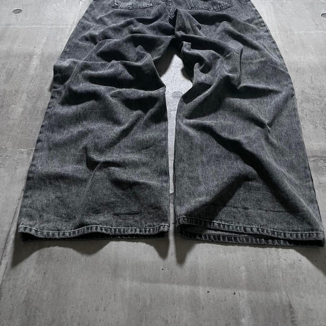 y2k opium ブラックデニム ワイド バギーパンツ 裾広 鬼太 グランジ