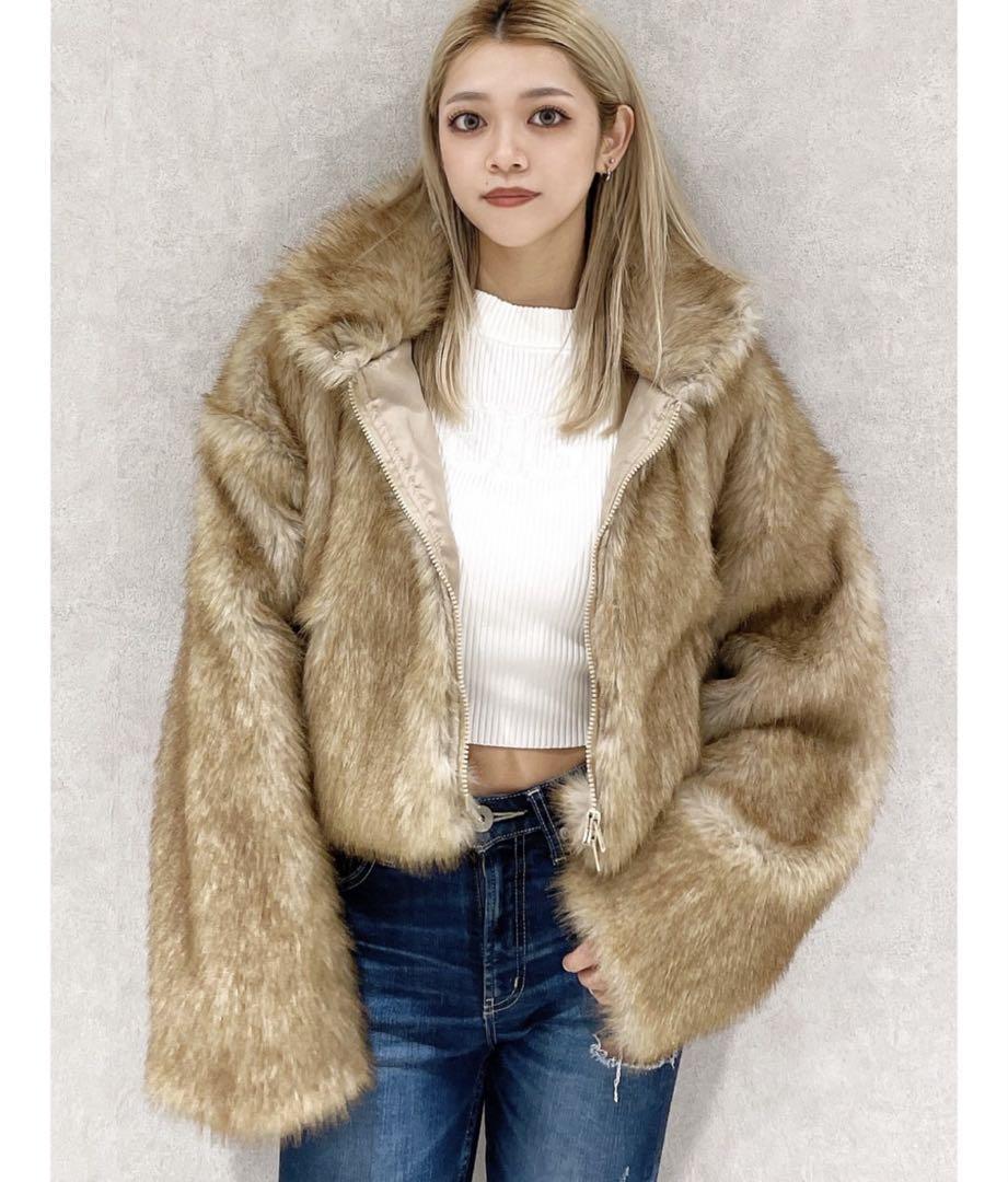 GYDA フェイクファーW ZIP ショートコート