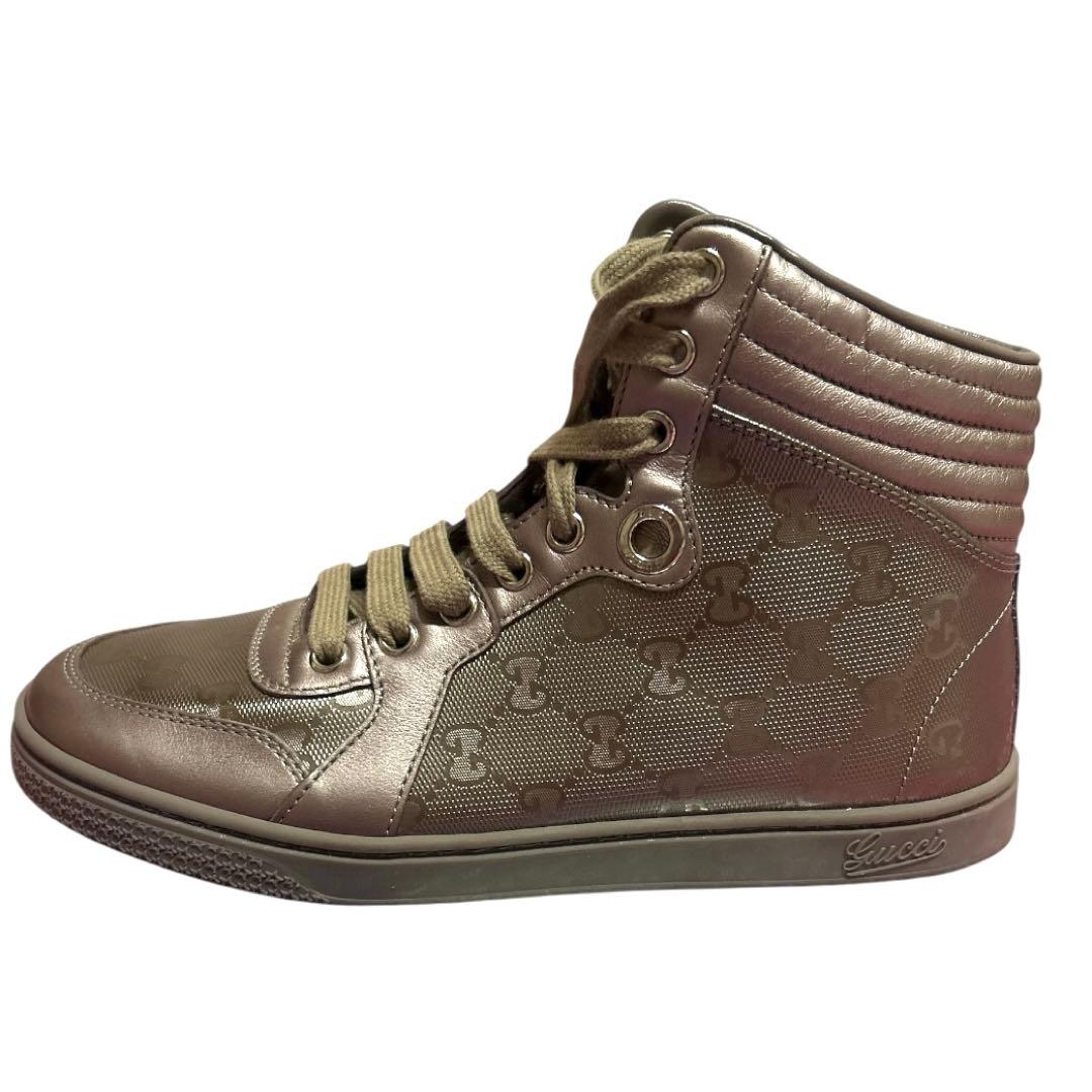 【自宅試着のみ✨新品同様】GUCCI スニーカー　ハイカット　メタリック