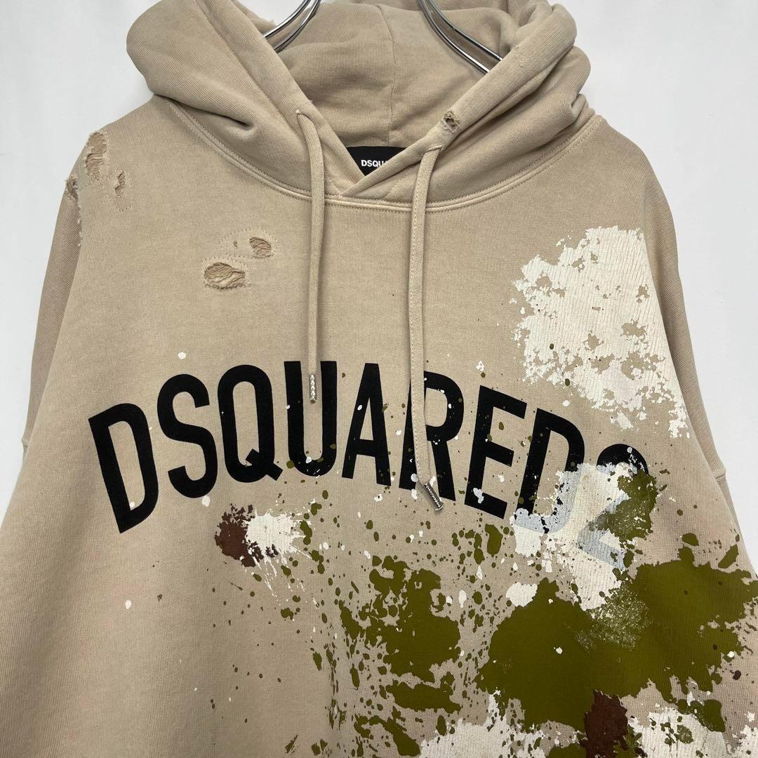 希少XLイタリア製 DSQUARED2ペイントフードパーカー ダメージ加工Y2K 希少XLイタリア製 DSQUARED2ペイントフードパーカー ダメージ