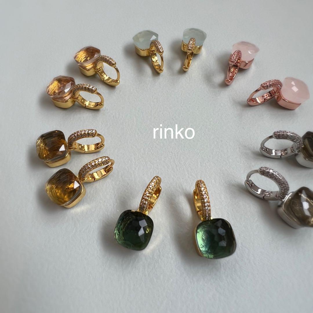 2点set◇ヌードストーンリング◇ピアス◇パヴェタイプ◇セルリアンブルー◇PG 虹入り🌈✨【夢の実現をサポート】オーロラ色 高品質 ブルー