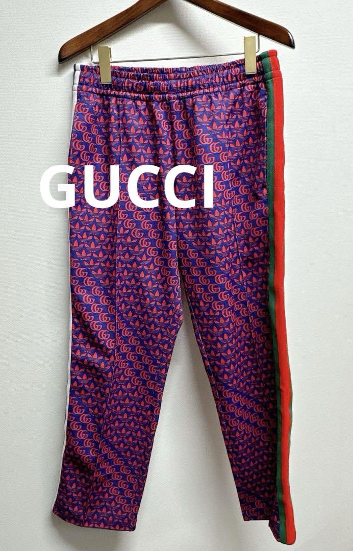 GUCCI adidas ダブルGトレフォイルロゴ ウェブライントラックパンツ