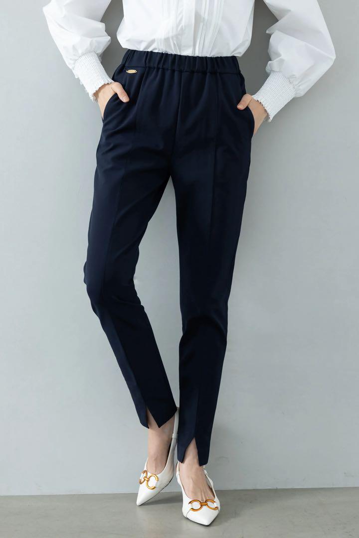 【美品】アメノチハレ　雨よけストレッチスリムパンツ　スリット　ネイビー S