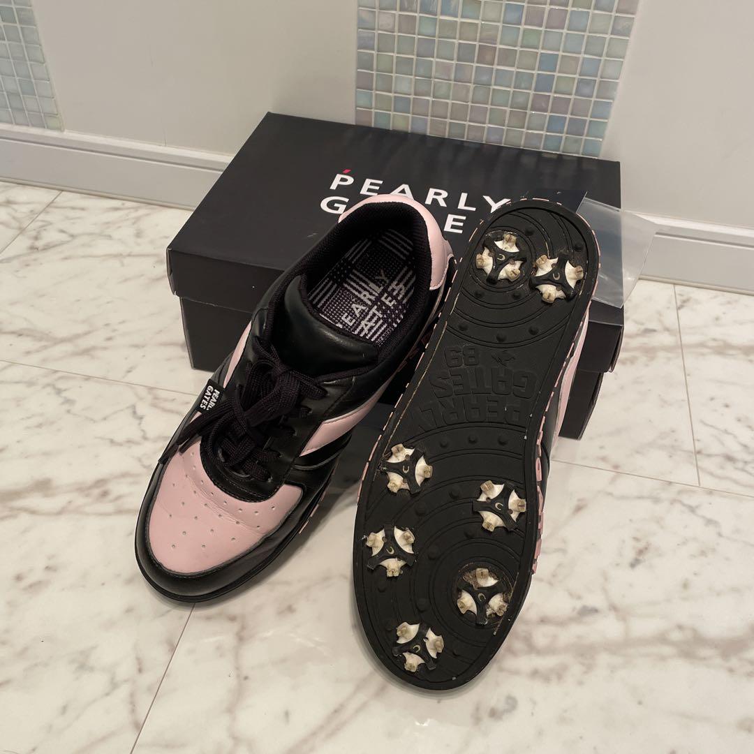 美品　PEARLY GATES スニーカー 黒/ピンク サイズ24.5