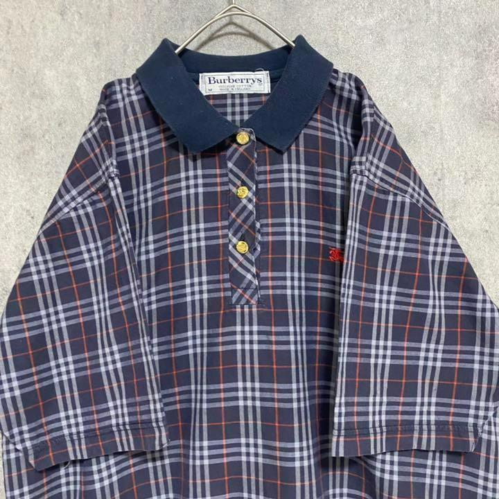 90S 正規品　バーバリー　シャツ　イングランド製　ノバチェック　半袖　金ボタン