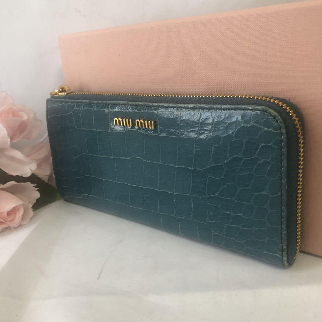 miumiu ミュウミュウ 長財布 L字 クロコ 革 FA426