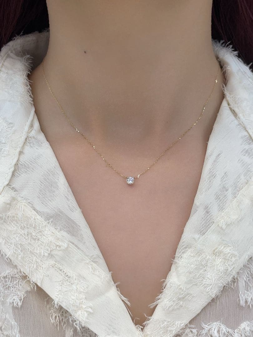 K18YG 天然　ダイヤモンド　ネックレス　18金