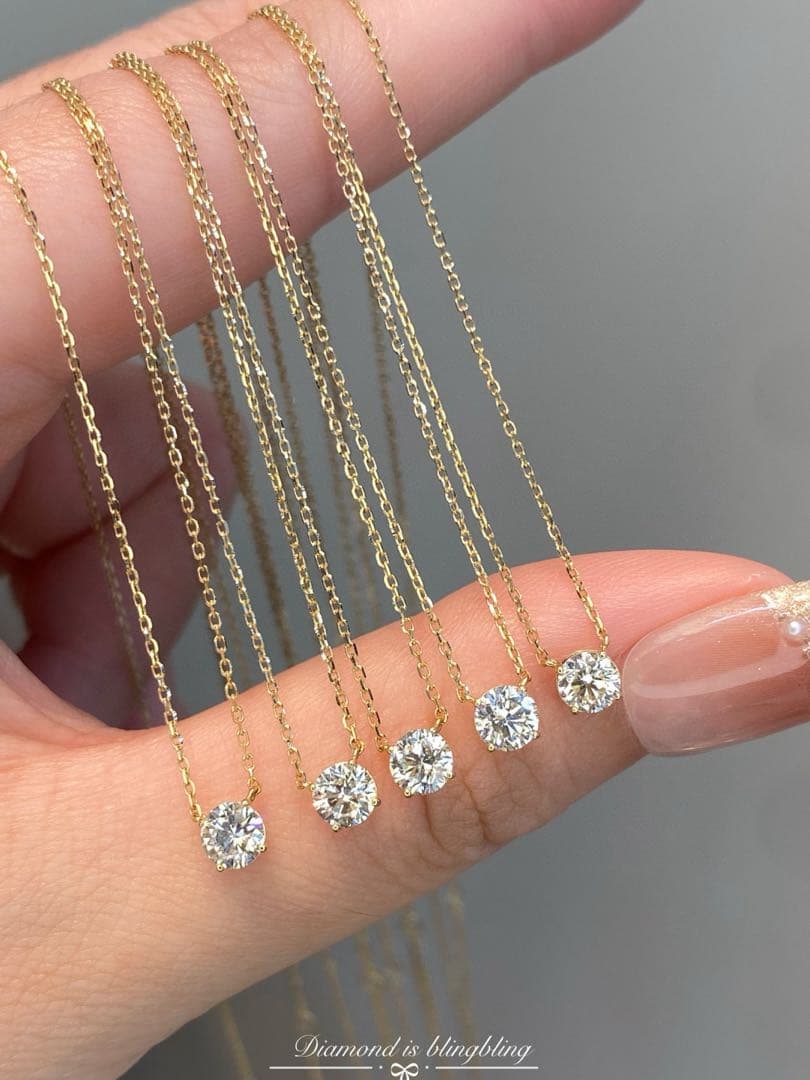 K18YG 天然　ダイヤモンド　ネックレス　18金