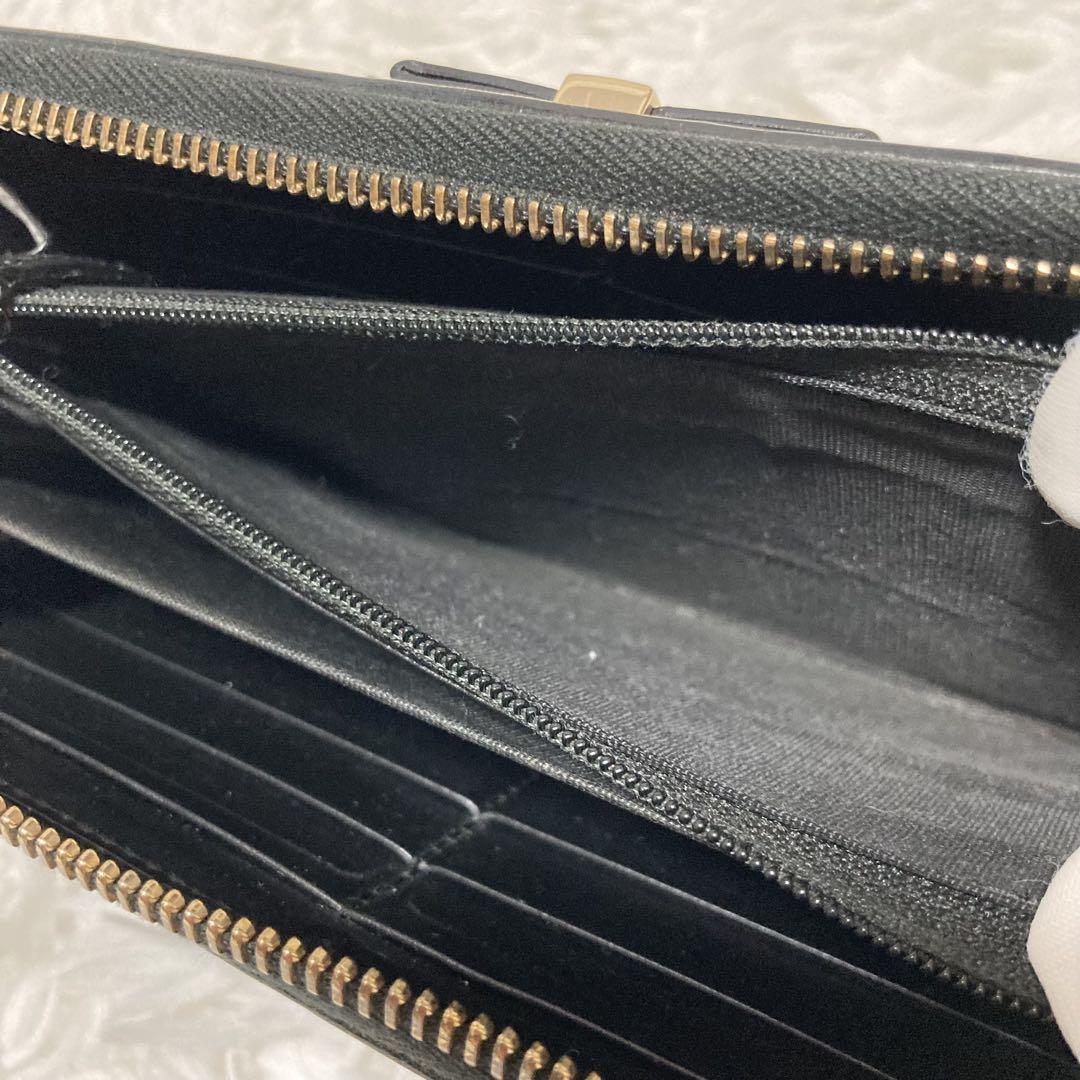GUCCI 長財布　シマ　ラウンドファスナー　GG柄　ゴールド金具　箱付　レザー