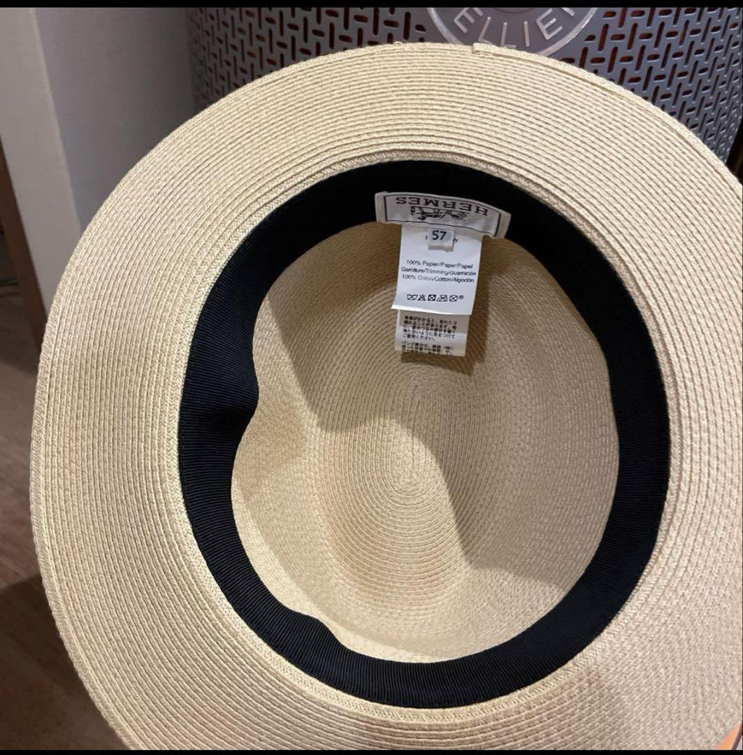 エルメスストローハット57 HERMES - HERMES(エルメス) 57 ストローハット キャップハット