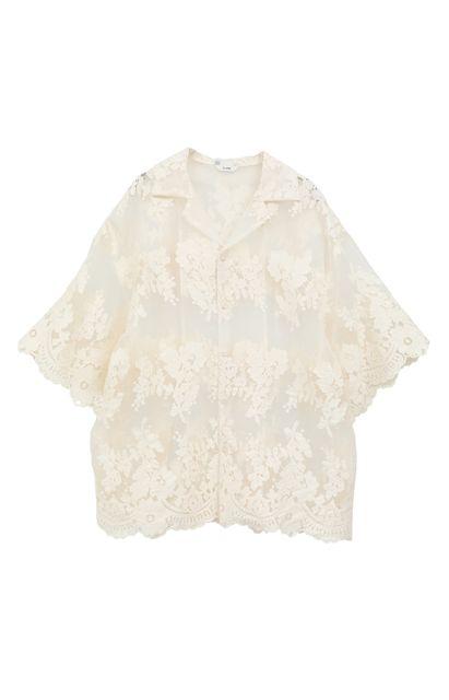 CLANE SHEER FLOWER LACE SHIRTS サイズ2