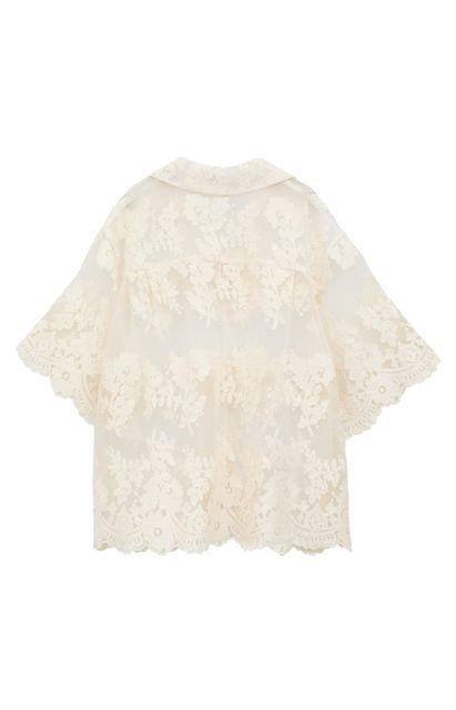 CLANE SHEER FLOWER LACE SHIRTS サイズ2