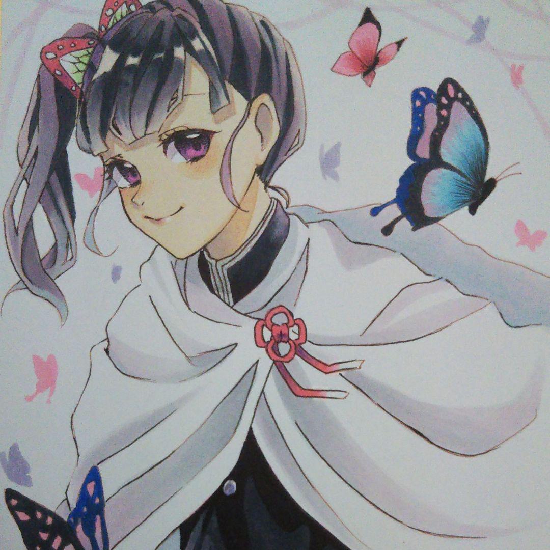 手描きイラスト 栗花落カナヲ 鬼滅の刃(¥1,500) , メルカリ スマホでかんたん フリマアプリ