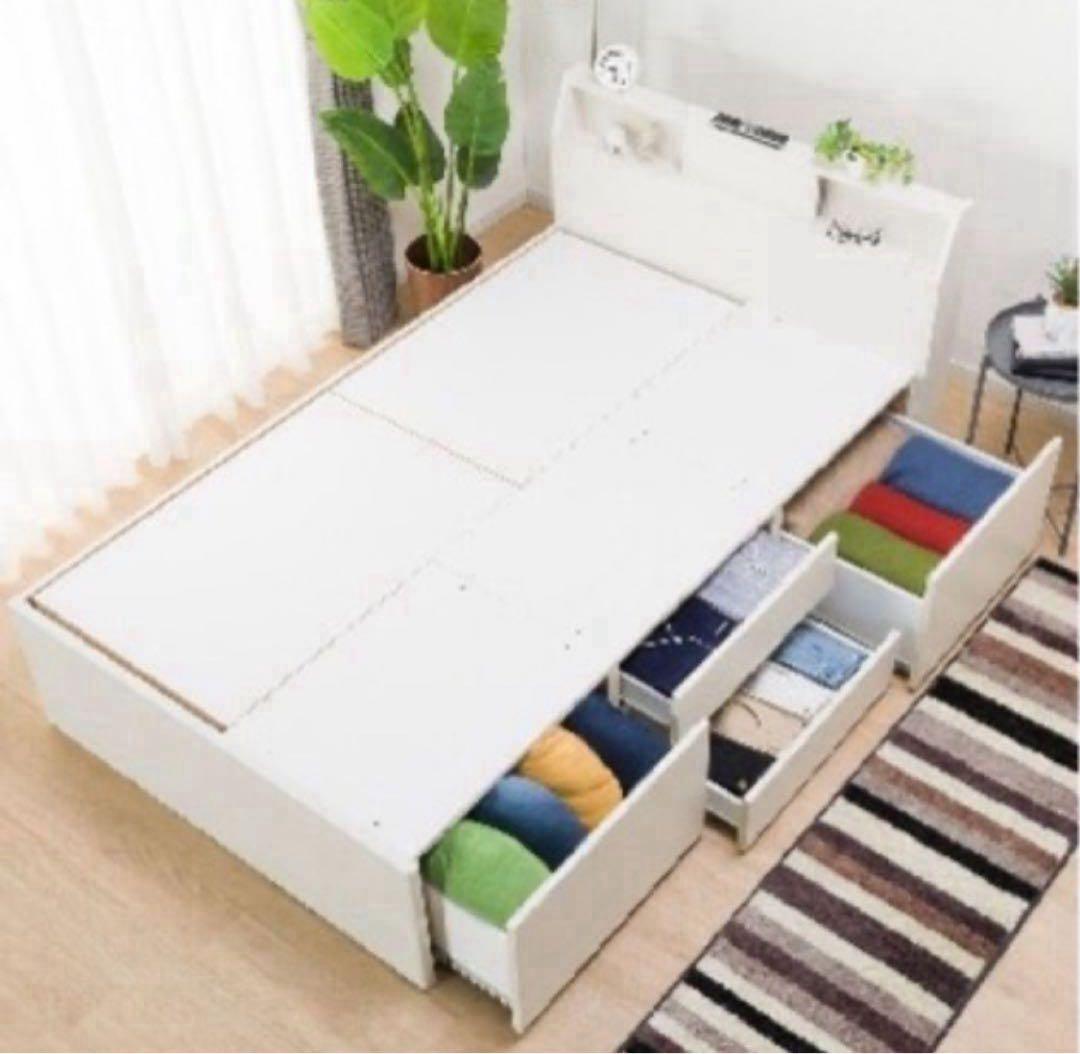 ニトリ ダブルサイズ ベッドフレーム 大容量収納 コンセント 指定地域送料無料 ニトリ ダブルサイズ ベッドフレーム 大容量収納 コンセント 指定地域送料無料