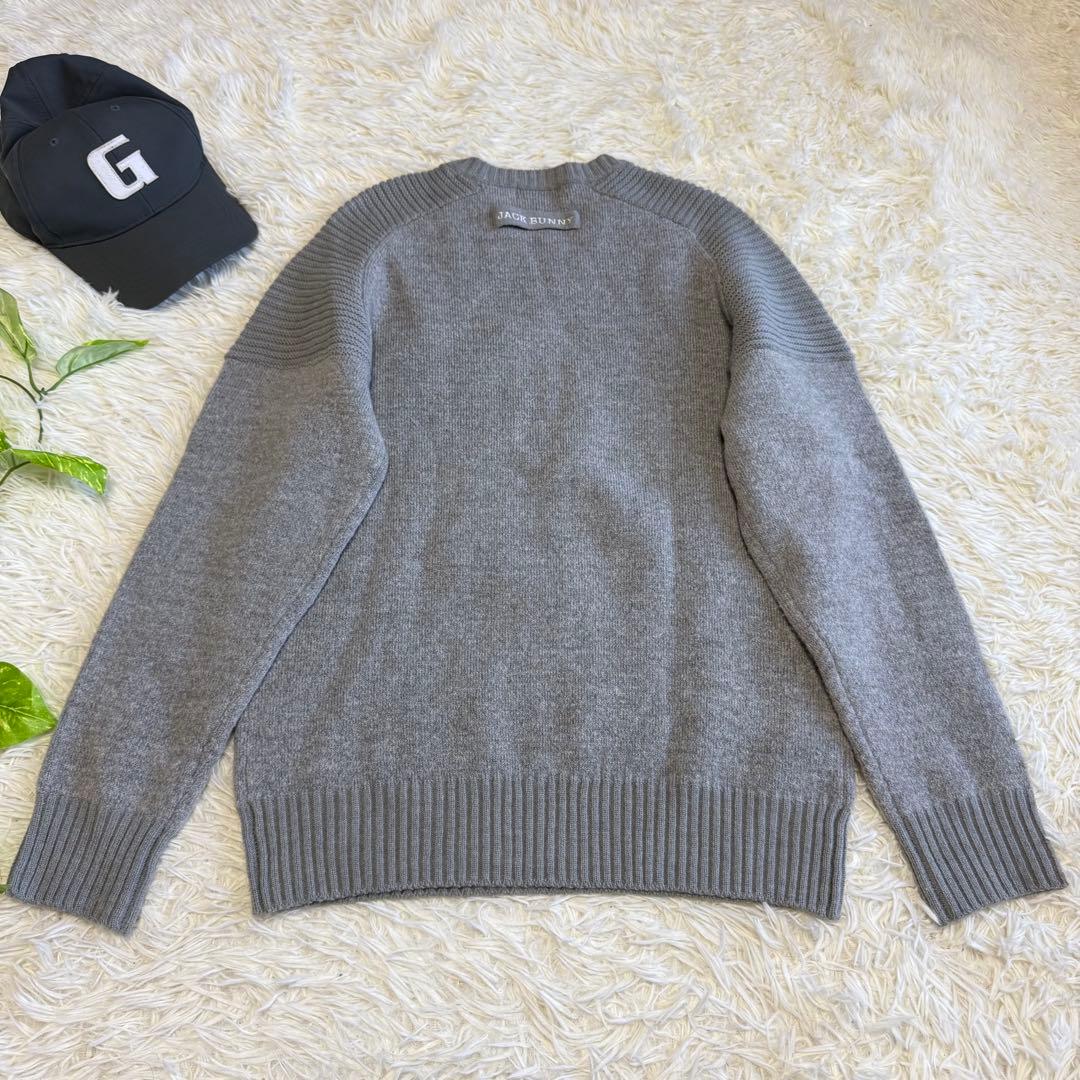 ジャックバニー】極美品 ニットセーター グレー モヘヤ混 4サイズ