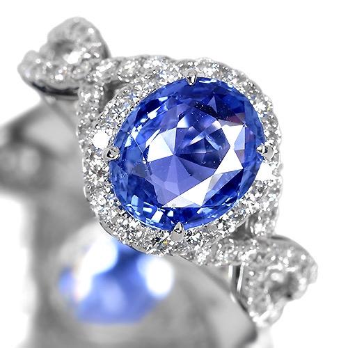 スリランカ産非加熱ブルーサファイア 2.39ct ダイヤモンド プラチナ リング