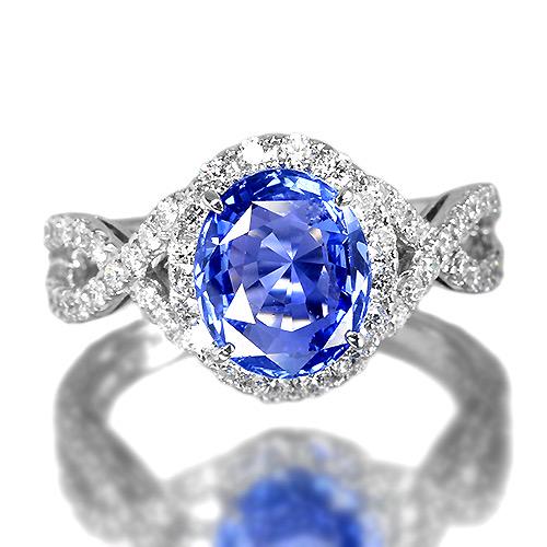 スリランカ産非加熱ブルーサファイア 2.39ct ダイヤモンド プラチナ リング