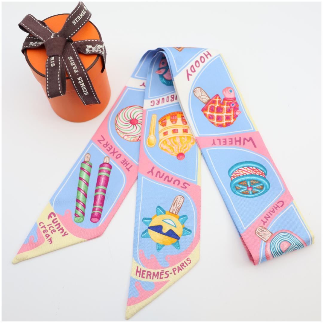 ⑦【セット割有】エルメス ツイリー スカーフ「ファニーアイスクリーム」 箱付