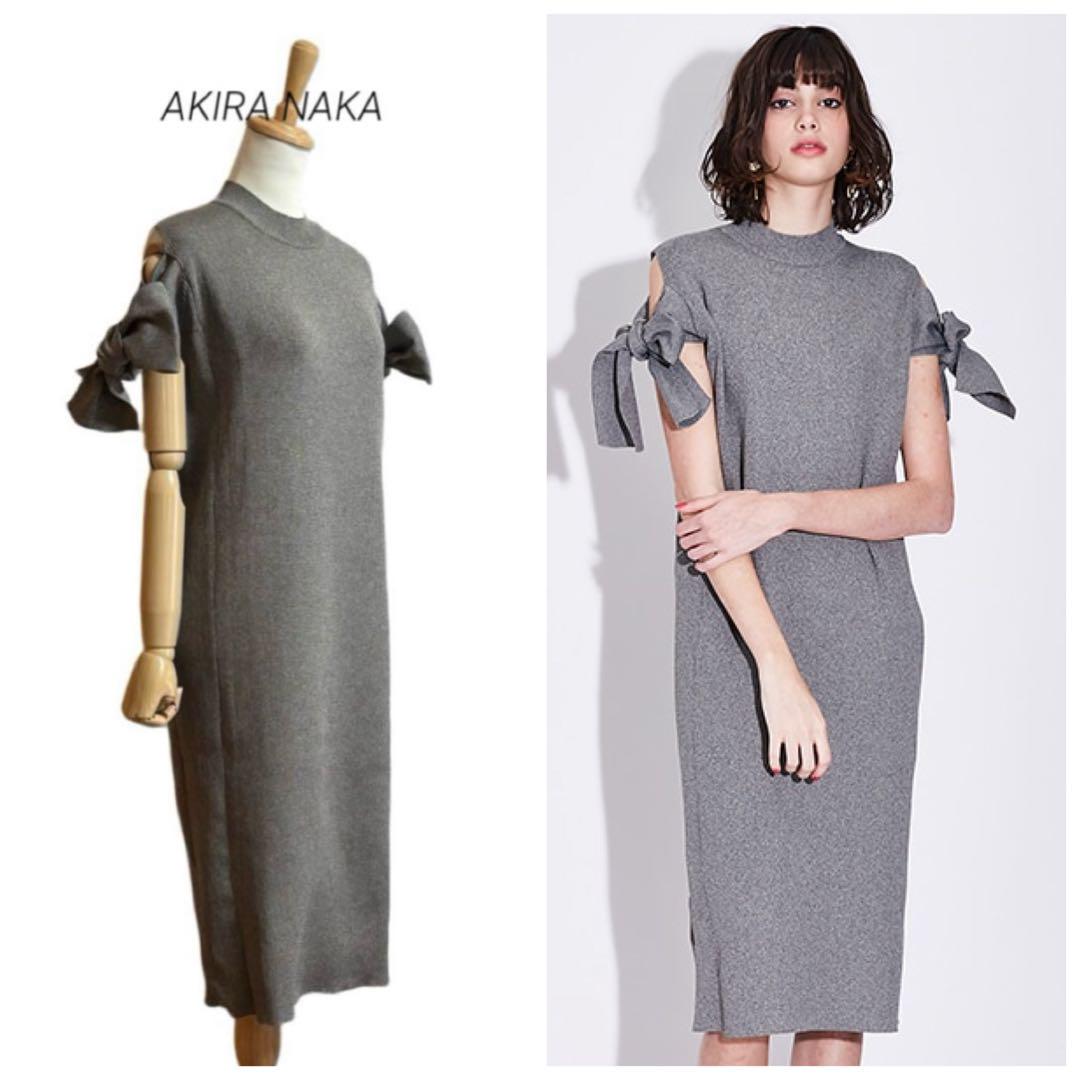 AKIRA NAKAベイリボンショルダー ニットドレス - メルカリ