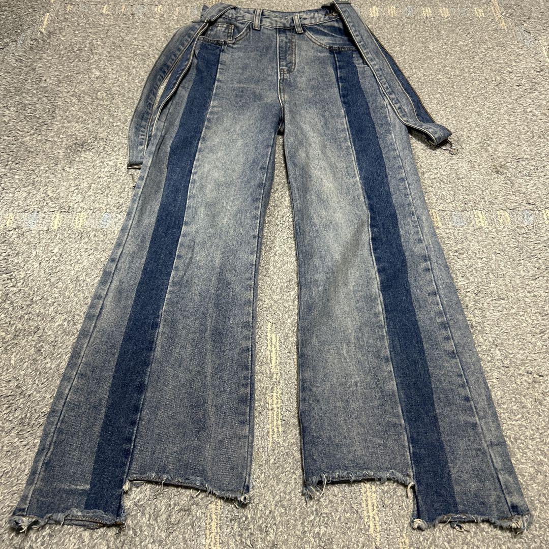 90s 00s 再構築 フレアデニム オーバーオール グランジ y2k 90s 00s 再構築 フレアデニム オーバーオール グランジ y2k