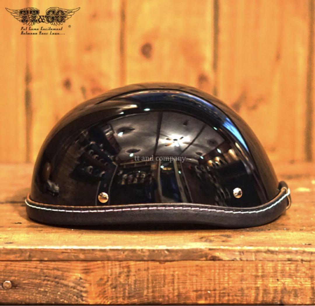 廃盤品 tt&co イーグル ハーフ ヘルメット イヤーカバー付き　レザーリム