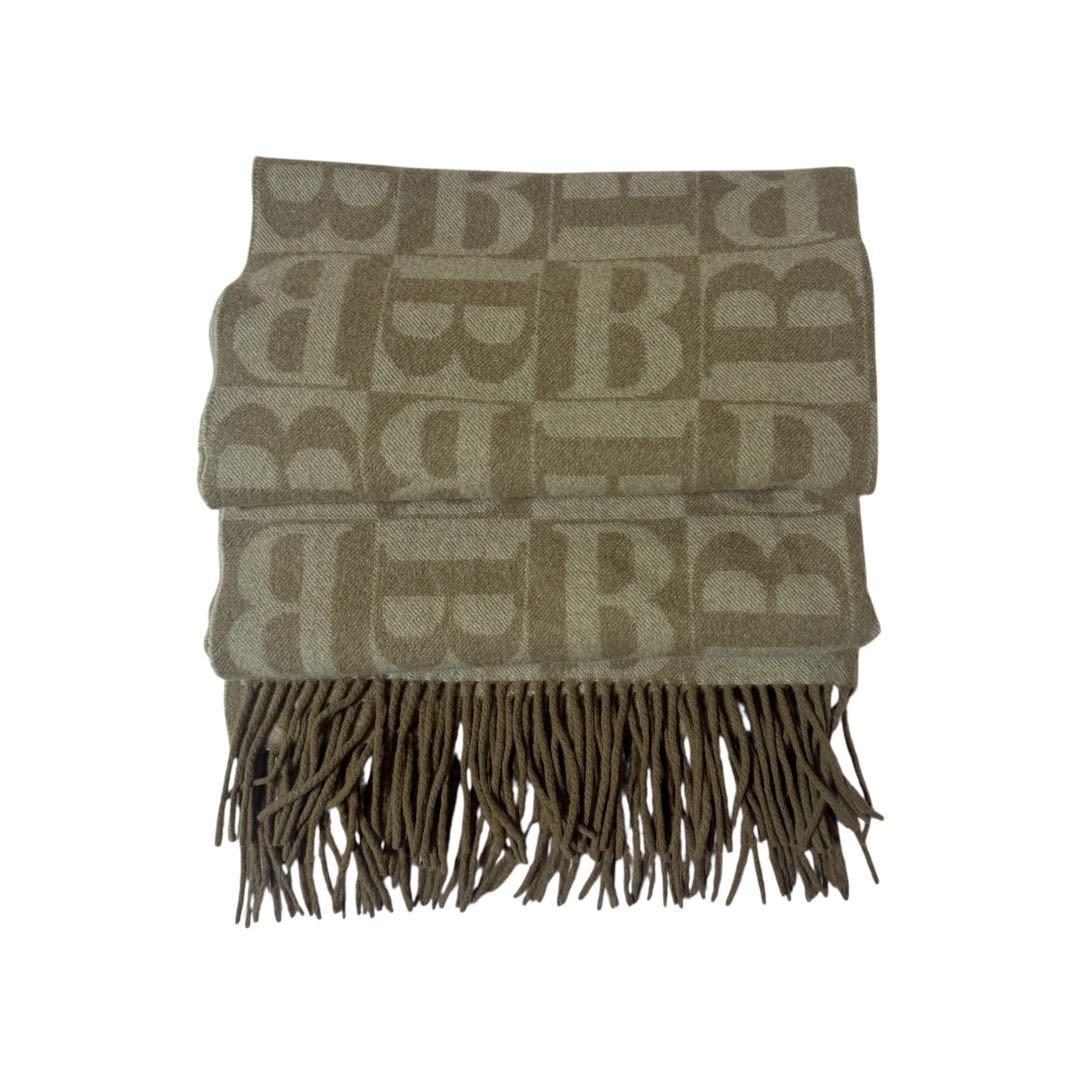 BURBERRY Bロゴパターン ストール/羊毛、アンゴラ、カシミヤ混ベージュ系
