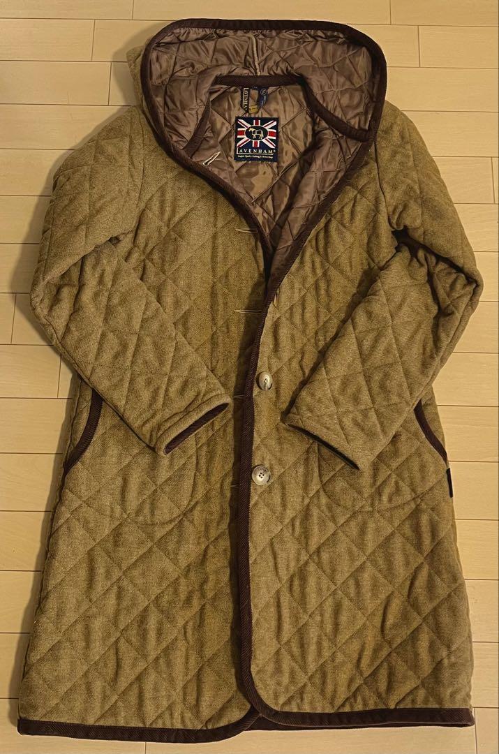 【ツィード生地希少】LAVENHAM キルティング ジャケット コート フード付