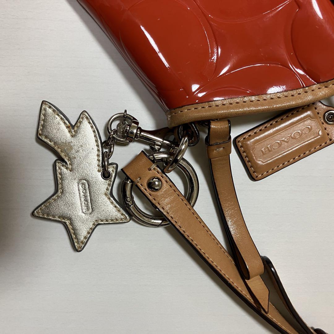 coachコーチショルダーバッグ、長財布セット エナメルオレンジ