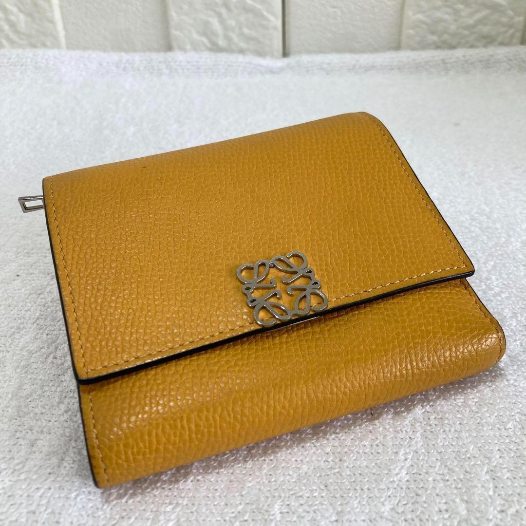 【誠実】 美品 コインケース イエロー 折り財布 アナグラム ロエベ 小物
