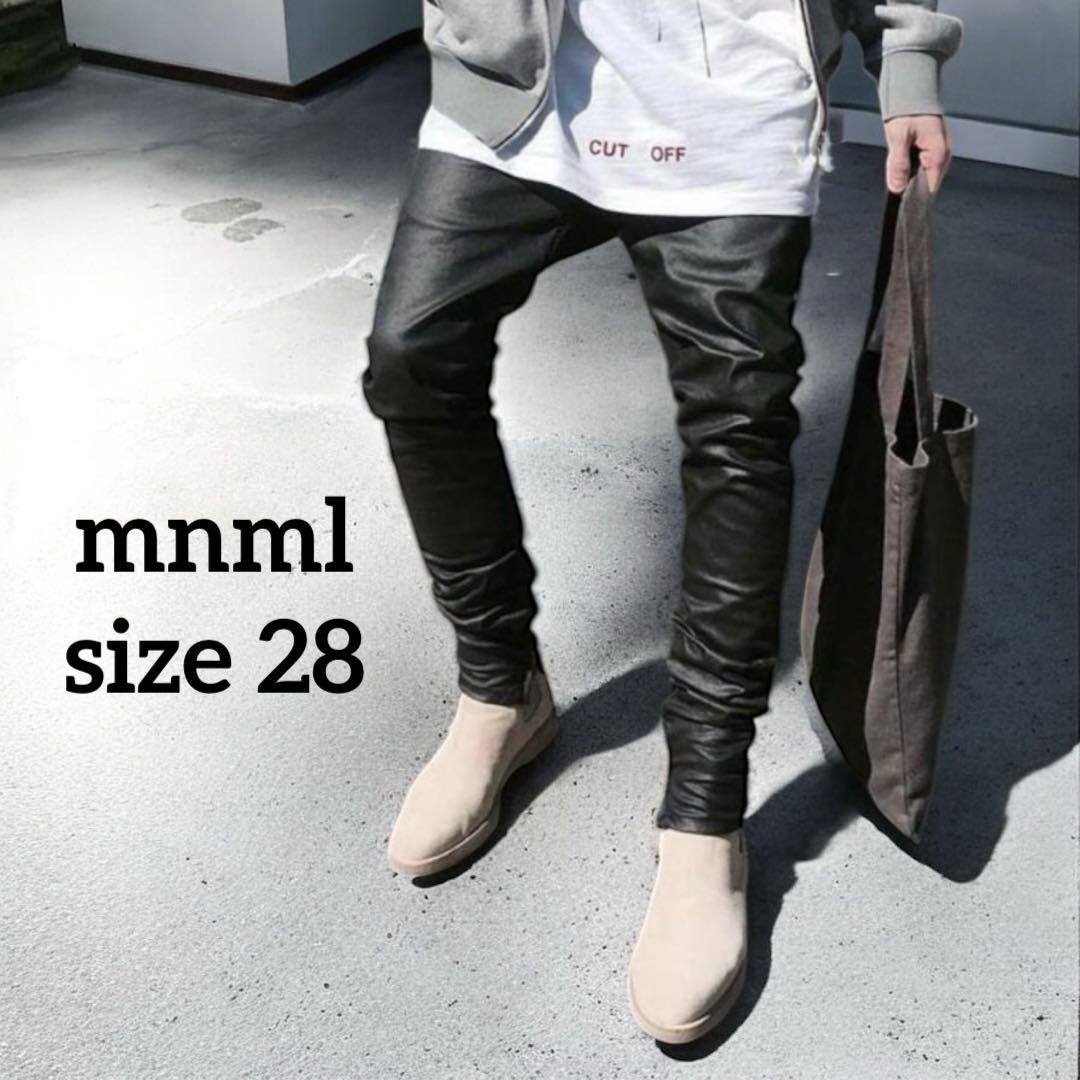 mnml ミニマル コーティング ストレッチパンツ ブラック 28