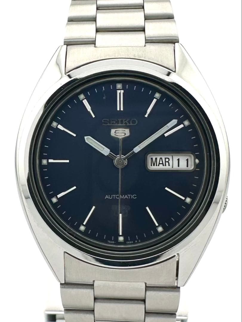 7S26-3040 セイコー5 デイデイト ネイビー 自動巻き時計SEIKO