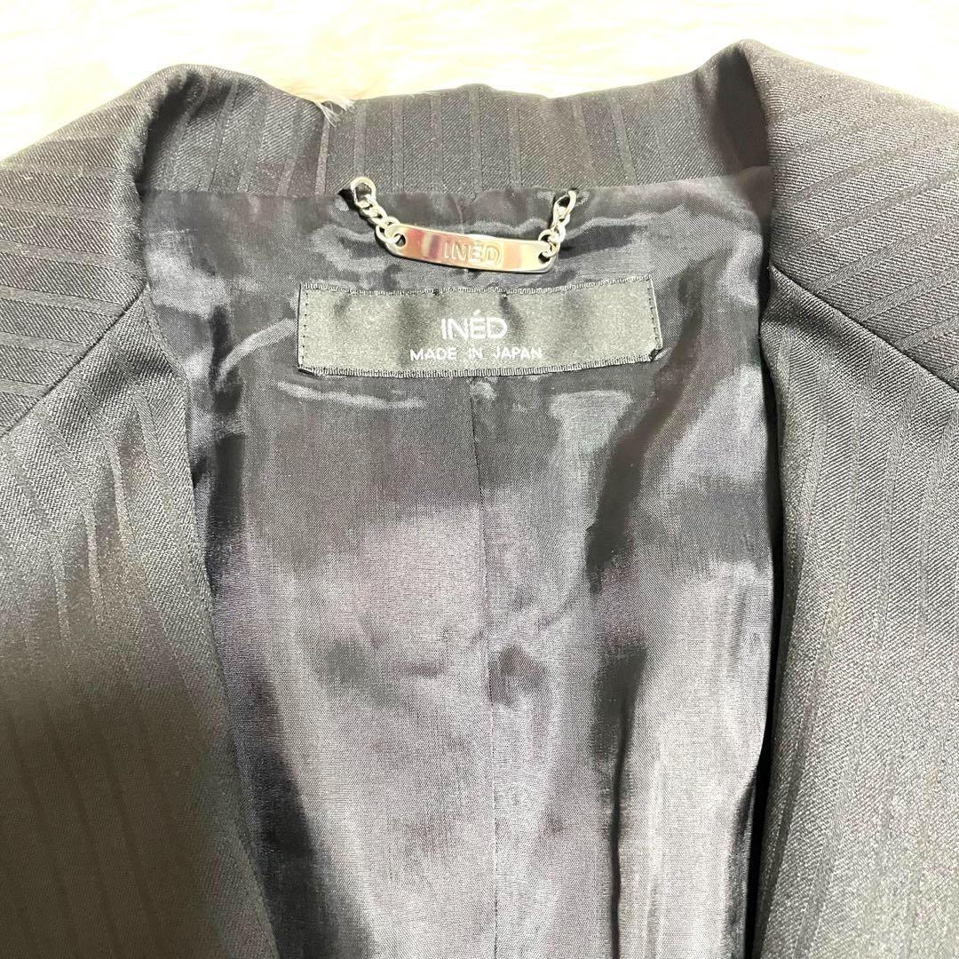 INED✨イネド【13号/XL】パンツスーツ ブラックストライプ