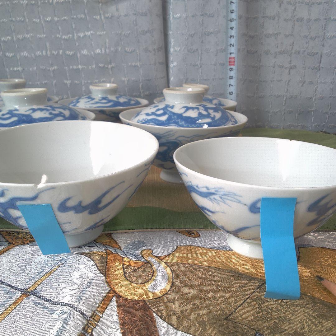 青いドラゴン模様 蓋付き茶碗 京焼？ 陶玉？ ２個ニューあります 青いドラゴン模様 蓋付き茶碗 京焼？ 陶玉？ 2個ニューあります