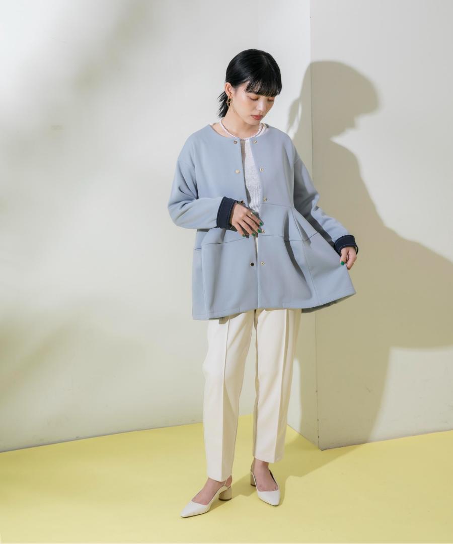 エイミーロウ コクーンシルエットボンディングジャケット 黒
