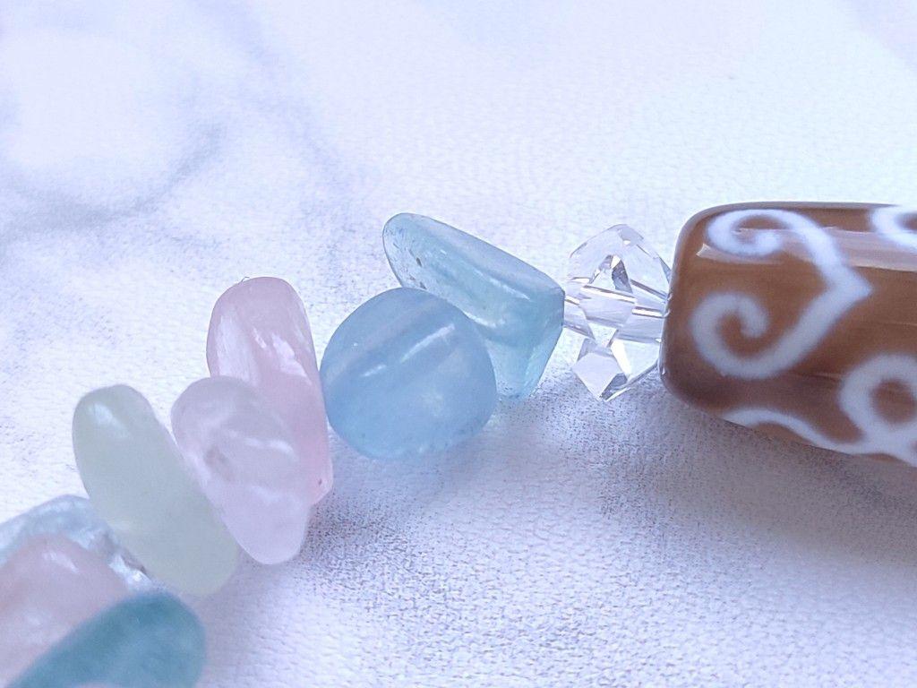 ◇同心結び天珠とモルガナイト・アクアマリンのパワーストーン ブレスレット