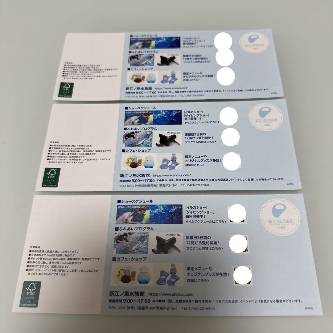 新江ノ島水族館ご招待券3枚無料券入館券江の島夏レジャー夏休み博物館家族旅行