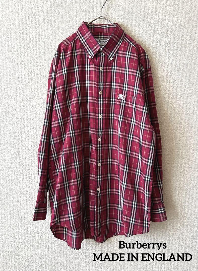 美品✨OLD Burberrysイングランド製バーバリー　タータンBD ロコ刺繍