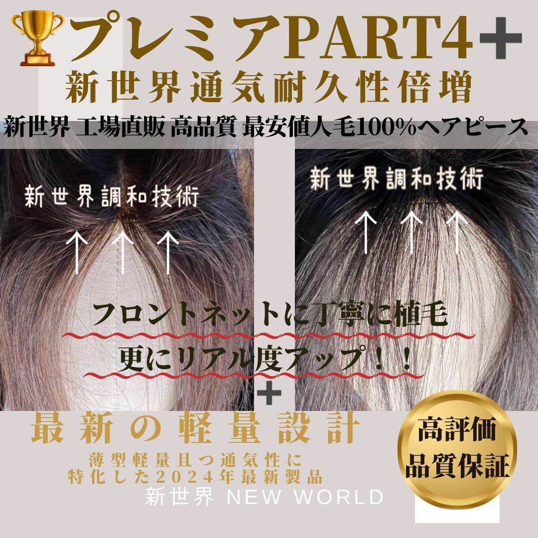 真2025新世界超人工肌レミー100%ウィッグ　ヘアピース　総手植え部分ウィッグ
